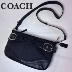 美品 コーチ COACH ショルダーバッグ シグネチャー キャンバス ブラック