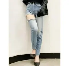 GYDA SIDE RIPPEDペグトップデニムPT XSのサムネイル