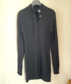 STRENESS リブ編み 長袖ワンピース チュニック ブラック