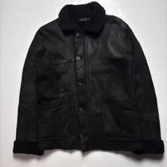 lounze lizard パッチワーク　ムートン　レザージャケット　ブラックのサムネイル
