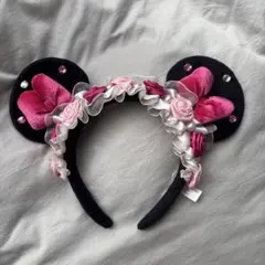 ディズニー カチューシャ ミニー 薔薇 ピンク レア