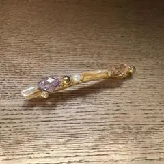 天然石とパールのゴールドバレッタ