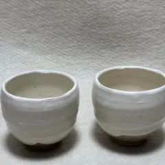 (最終)白い陶器製湯飲み2個セット