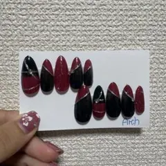 ネイルチップ 赤黒 10個入り