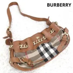 超希少 BURBERRY メガノバチェック レザーチェーン ワンショルダーバッグ