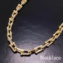 【最新ファッション】ハードチェーンネックレス　ゴールド　es022