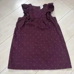 H&M ワンピース 92 90 コーデュロイ フリル ボルドー 秋冬 美品