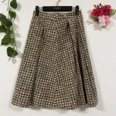 【NEWYORKER】ニューヨーカー フレアスカート 7 ひざ丈 チェック柄