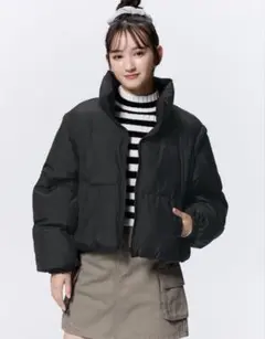 GU GIRLS ヒートパデットコンバーチブルゾンJR BLACK L