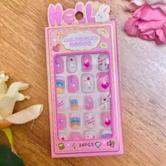 キッズ ネイルチップ子供 白ピンク 星ユニコーン アクセサリー おしゃれメイクのサムネイル