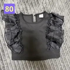 SHEIN ブラック フリル袖 トップス 12-18M