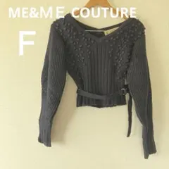 ME&ＭＥ COUTURE ネイビー Vネック ボブリーニット 長袖 麻のサムネイル