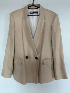 ZARA テーラードジャケット ベージュ リネンのサムネイル