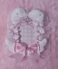 ハンドメイド レースデコ トレカケース ピンク 猫耳