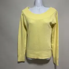 イエローニットセーター オフショルダー 長袖