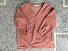 Vネック 長袖 ブラウス ピンク Mサイズのサムネイル