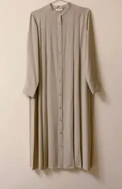 PLST ベージュ 長袖 シャツワンピース M