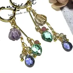 マーメイド　アメトリンシェル他　チャーム　ピアス　イヤリング　ノンホールピアス