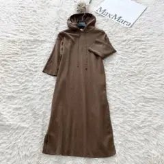 マックスマーラ　最高級白タグ　フード付きロングニットワンピース　ウール　S