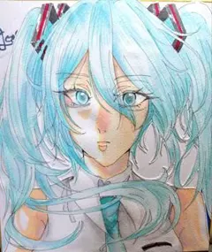イラスト 手描き アナログ 色紙 初音ミク ファンアート - メルカリ