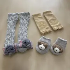 GELATO PIQUE ベビー靴下 象と犬デザイン フリース素材