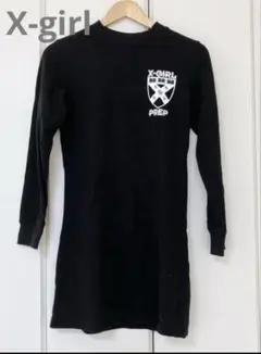 X-girl トレーナー　ミニワンピース Sサイズ 黒 長袖 ビックロゴ
