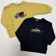 petit main　働く車パッチワークトレーナー　2枚セット　100cm