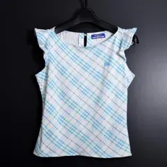 y2k 平成 バーバリーブルーレーベル ロゴ刺繍 ノバチェックトップス 38