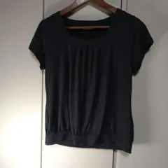 【閲覧数24】【レディースM】ダークグレー スクエットネック 半袖トップス