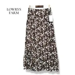 ローリーズファーム 花柄プリーツロングスカートF ブラウン 小花柄 総柄