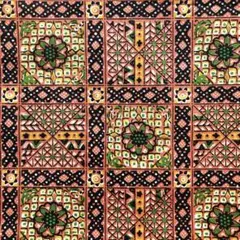 幾何学模様 花柄 綿生地 約84cm x 86cm