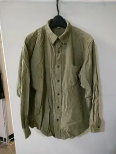 も*助様 ユニクロ コーデュロイ ボタンダウンシャツ オリーブグリーン