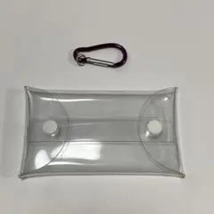 ダイソー カラビナ付アクスタケース 紫 PVC スナップボタン 小物入れのサムネイル