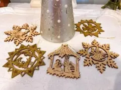 ドイツ製 木製クリスマスオーナメント 5個セット