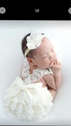 新生児用ホワイトレースドレスセット