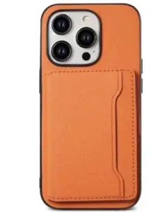オレンジ カードポケット付き iPhoneケース　iPhone15promax
