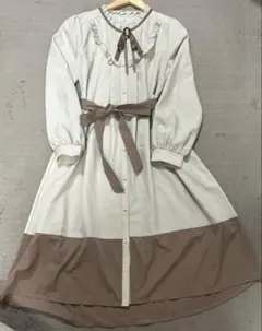 完売人気品　axes femmeブローチ付きバイカラーワンピース