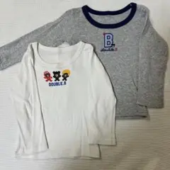 DOUBLE.B 長袖シャツ 90cm ホワイト グレー　肌着　ミキハウス