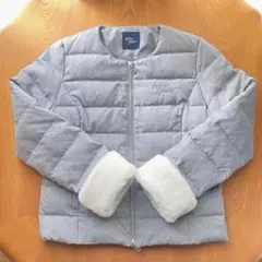 キスオンザグリーン　袖ファー2WAY×ノーカラー　ダウンジャケット Mショート丈