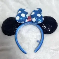 青色ドットリボン カチューシャ ミニー