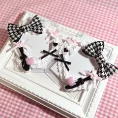 量産型 ホイップデコ 硬質ケース 千鳥柄 リボン 黒 ピンク 平成女児 7