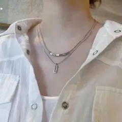 レディース 2本セット ネックレス シルバー 重ね付 アクセサリー　レイヤード