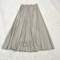 GU ロング プリーツスカート M ウエストゴム きれいめ 光沢感 大人可愛い