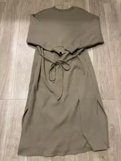 NERGYワッフル素材 ロングワンピース
