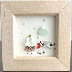 シーグラスアート　シマエナガ　お正月　お餅　富士山