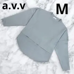 アーヴェヴェ　グレー　ニット　セーター　ショート丈　トップス　ブラウス　綺麗め