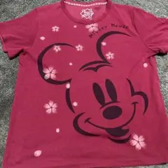 Disney 和style　ディズニー　Tシャツ　ミッキーピンク　L　桜　ラメ入のサムネイル