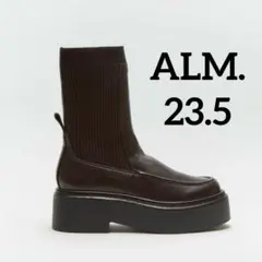 【美品】ALM. 厚底　サイドゴア　ブーツ　レザー　ブラウン　23.5cm