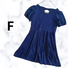 マジェスティックレゴン♪花柄ワンピース ネイビー F パフスリーブ ひざ丈