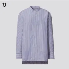 【匿名配送】UNIQLO +J ストライプ スタンドカラーシャツ 長袖 XLのサムネイル